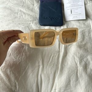 LeSpecs Cream Rectangular Sunglasses